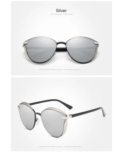 KINGSEVEN Design Cat Eye Lunettes de soleil femmes polarisées de luxe cadre en alliage Mode Femmes Lunettes de soleil rétro Oculos De Sol Gafas