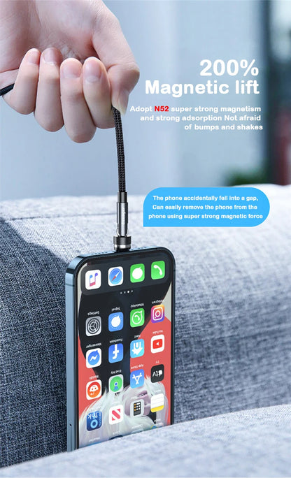 Essager 540 drehbares Magnetkabel 3a Schnellladung Micro-USB-Typ-C-Kabel für iPhone Xiaomi Magnet-Ladegerät Telefon-Draht-Kabel Daten