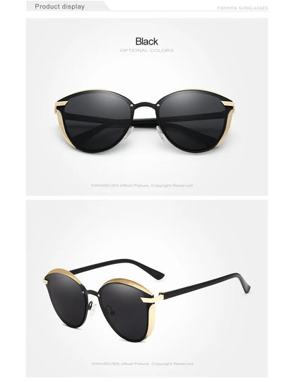 KINGSEVEN Design Cat Eye Lunettes de soleil femmes polarisées de luxe cadre en alliage Mode Femmes Lunettes de soleil rétro Oculos De Sol Gafas