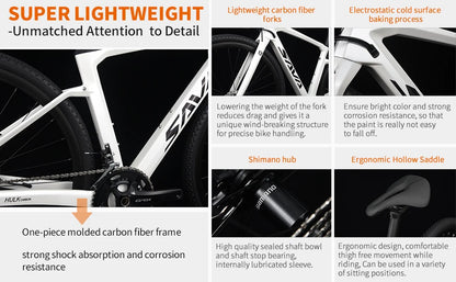 SAVA Carbon Fiber Gravel Road Bike GRX 600 Dual Disc 22 Speed Road Bike Race Bike 700C