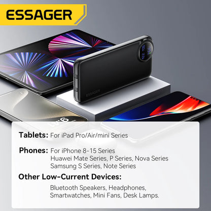 Essager power bank 20000mah 22.5 w pd fast charge power bank portable charger for iphone 15 14 13 12 pro max huawei