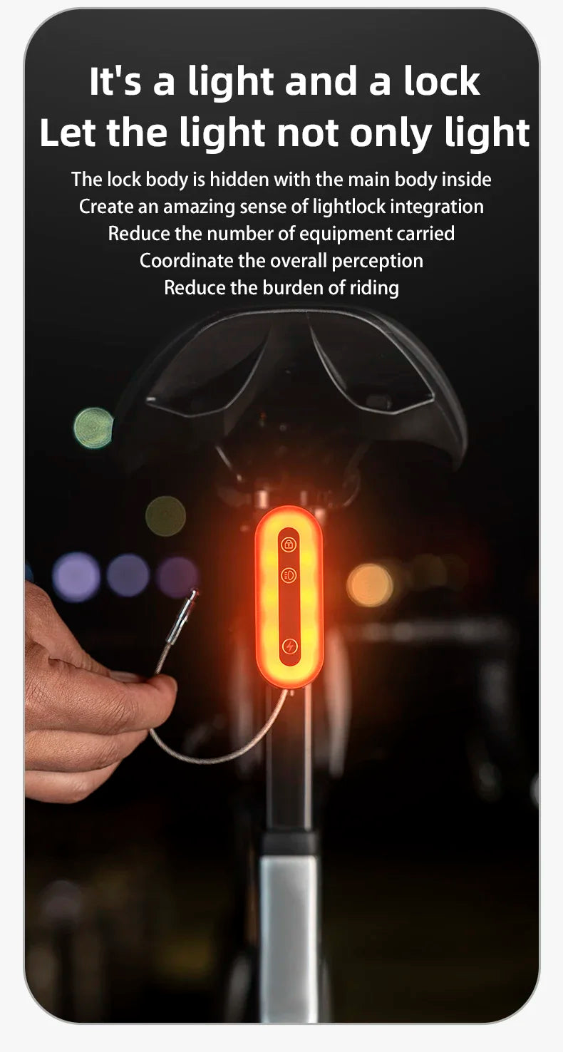 Rockbros bicycle rear light with lock can be locked and unlocked by cell phone