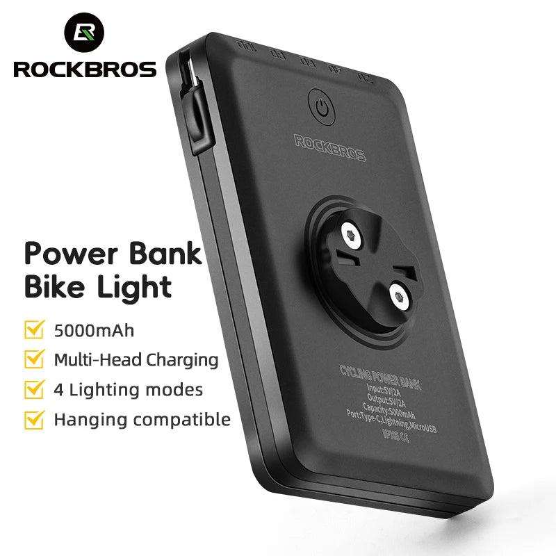 Luce per bicicletta Rockbros 1500LM e batteria power bank 5000 mAh