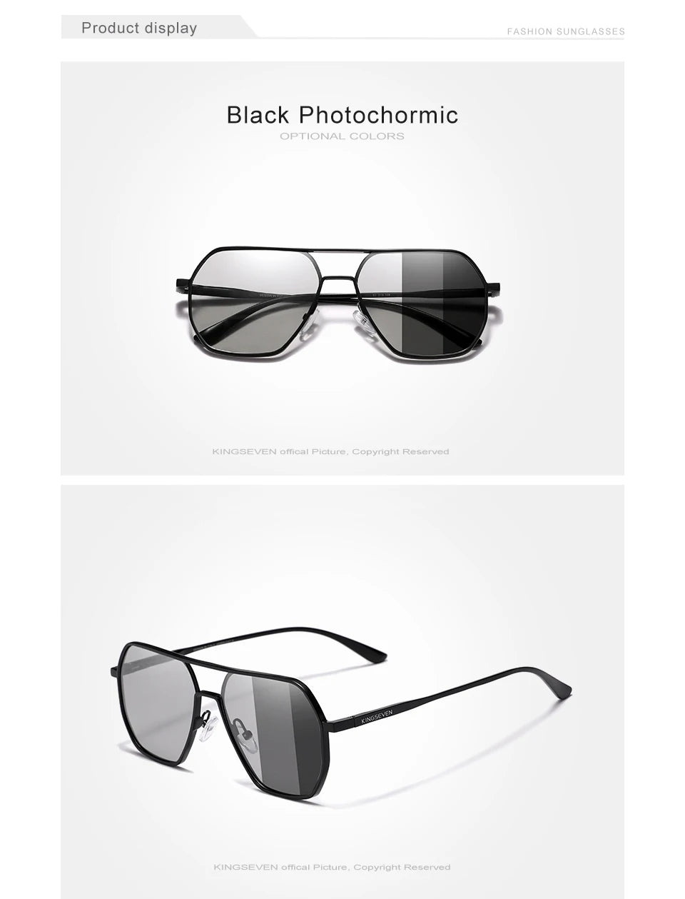 Kingseven new self-tinting sunglasses men women chameleon polarized pilot sunglasses