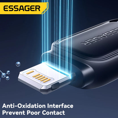 Essager pd 29w type-c vers câble flash 3a charge rapide câble magnétique pour iphone 14 13 12 11 pro max xs plus ipad macbook