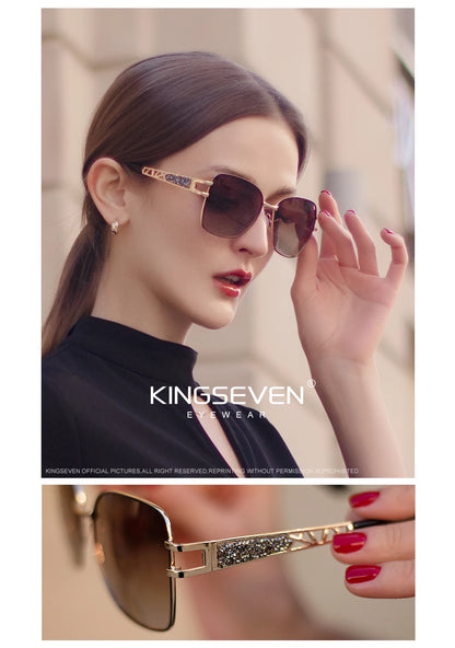 Kingseven polarized uv400 ladies sunglasses high quality stainless steel ladies sunglasses elegant design fashion eyewear