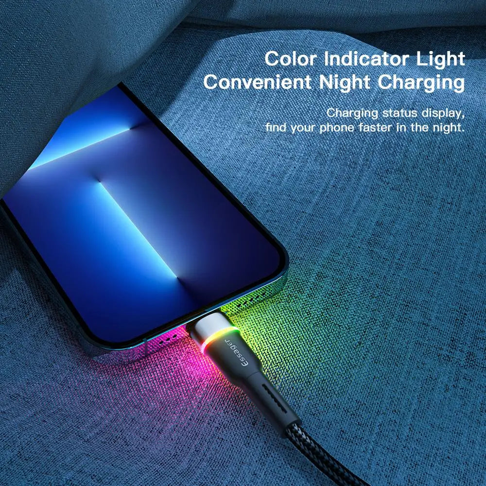 Essager USB Cable For iPhone 14 13 12 11 Pro Xs Max X Xr LED Flash Fast Charging Phone Data Cable For iPad Data Cable Wire