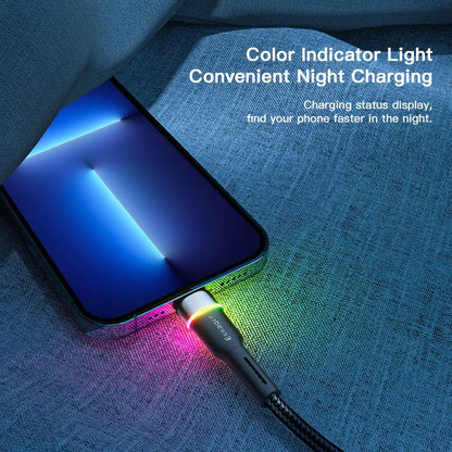 Essager USB Cable For iPhone 14 13 12 11 Pro Xs Max X Xr LED Flash Fast Charging Phone Data Cable For iPad Data Cable Wire