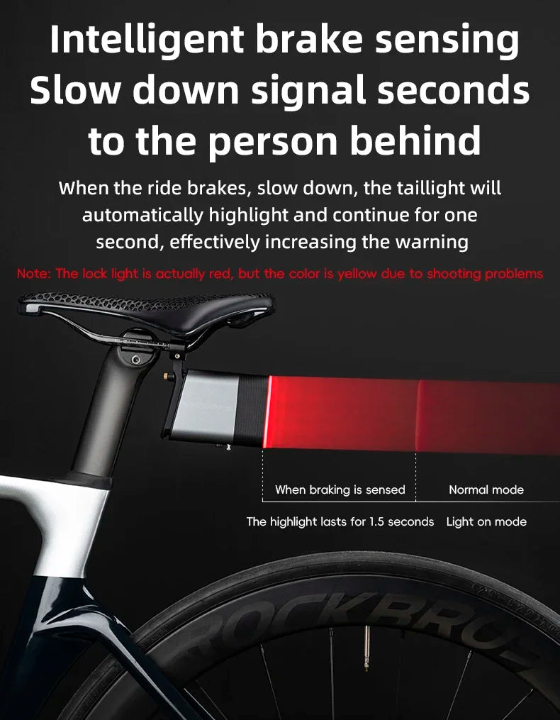 Rockbros bicycle rear light with lock can be locked and unlocked by cell phone