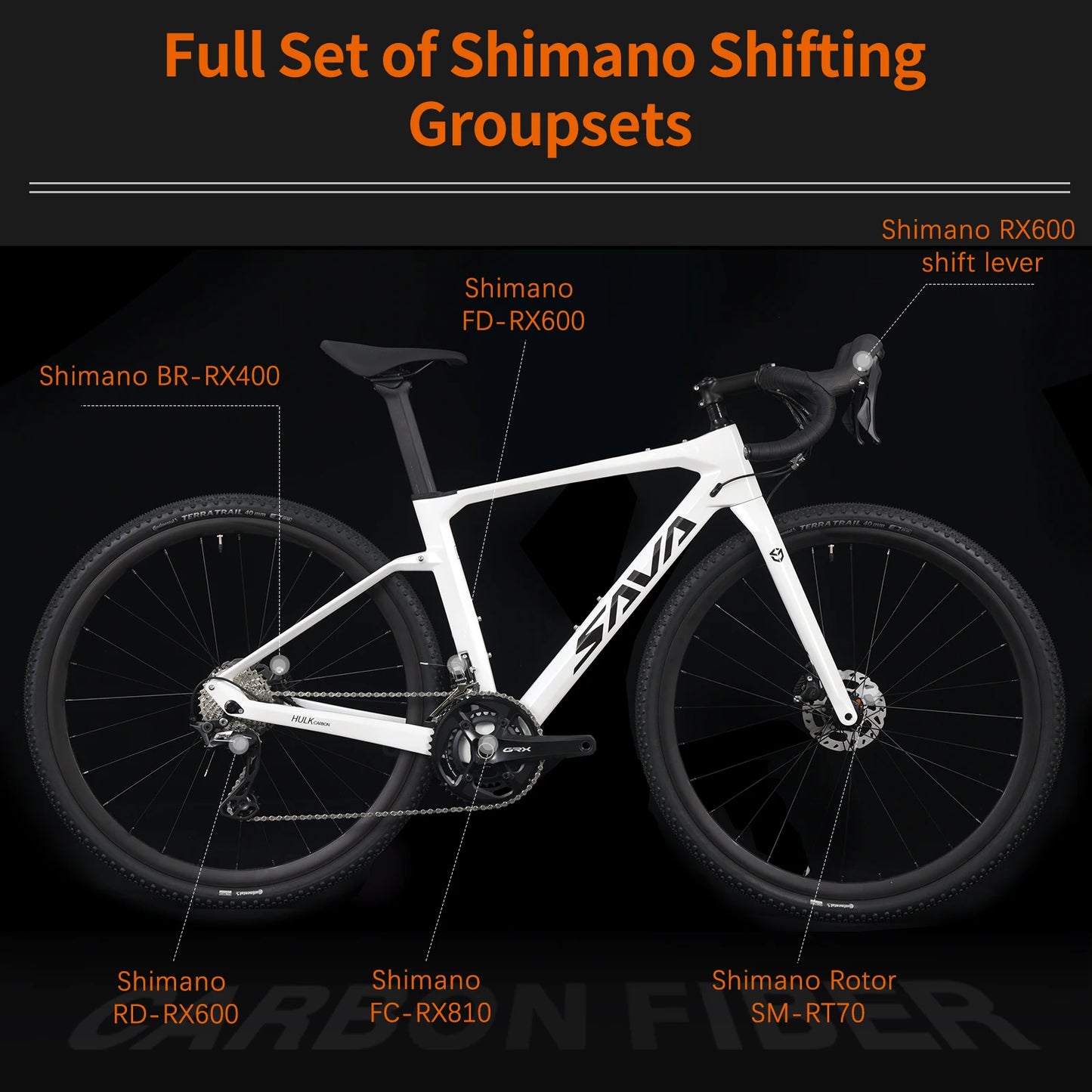 SAVA Carbon Fiber Gravel Road Bike GRX 600 Dual Disc 22 Speed Road Bike Race Bike 700C
