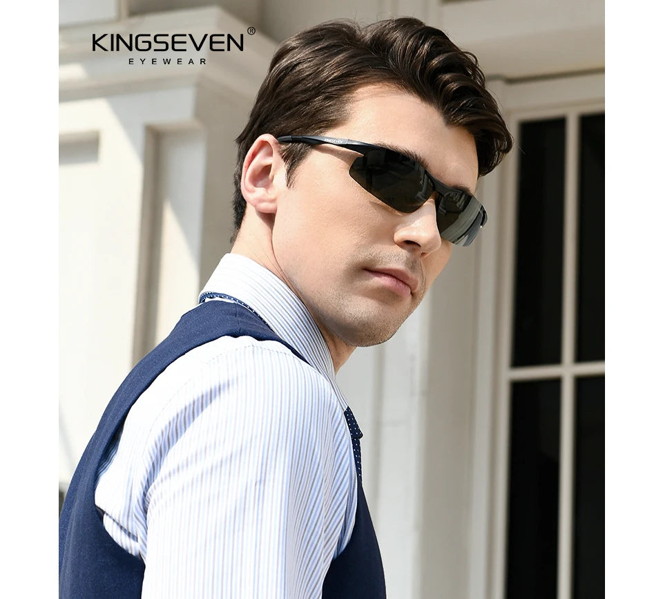 KINGSEVEN Photochromic Polarized Men Aluminum Sunglasses Chameleon Lens Male Sun Glasses Aviation Women For Men Eyewear 9126