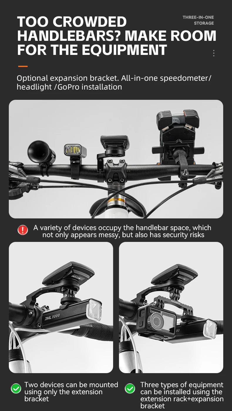 Rockbros bike light holder, GoPro camera, or speedometer Gamin Navi