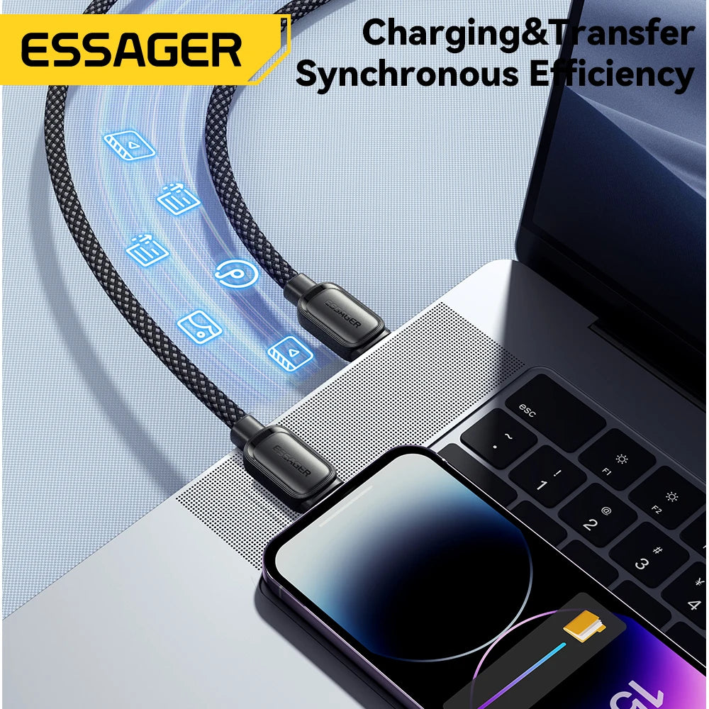 Essager pd 29w type-c vers câble flash 3a charge rapide câble magnétique pour iphone 14 13 12 11 pro max xs plus ipad macbook