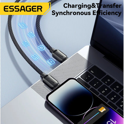 Essager pd 29w type-c vers câble flash 3a charge rapide câble magnétique pour iphone 14 13 12 11 pro max xs plus ipad macbook