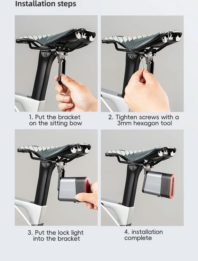 Rockbros bicycle rear light with lock can be locked and unlocked by cell phone