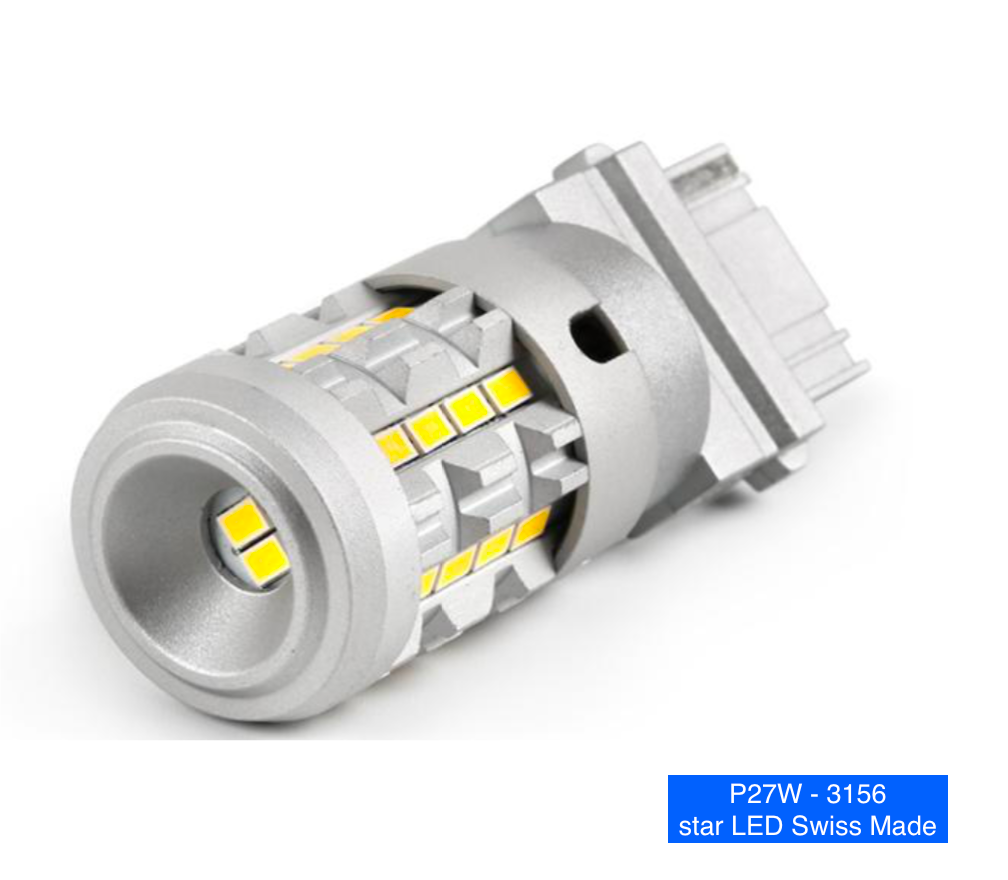 P27W LED RÜCKFAHRLICHT canbus star LED Swiss Made 12-30V 2 Stk.