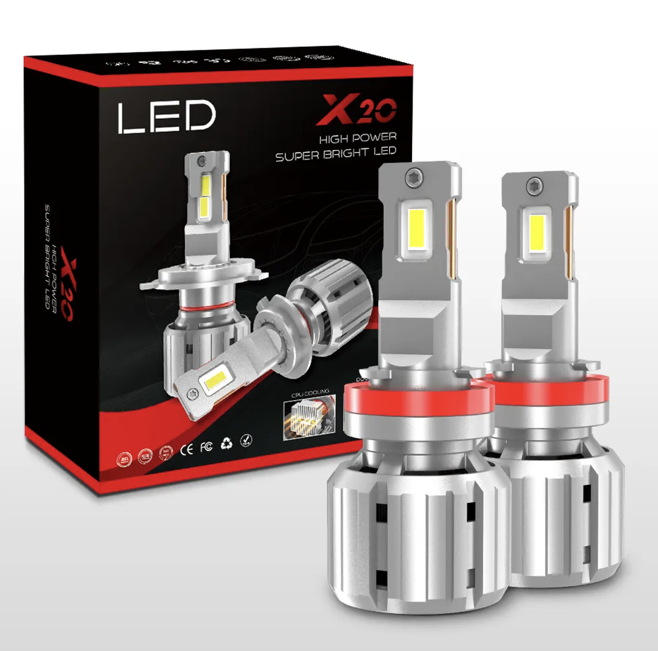 H9 LED X20 CANBUS 12000LM 400% mehr Licht 12-24V 55W 1 Set