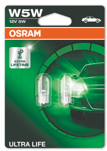 W5W 12V 5W Ultra Life  OSRAM Glassockel Lampe 2 Stk.