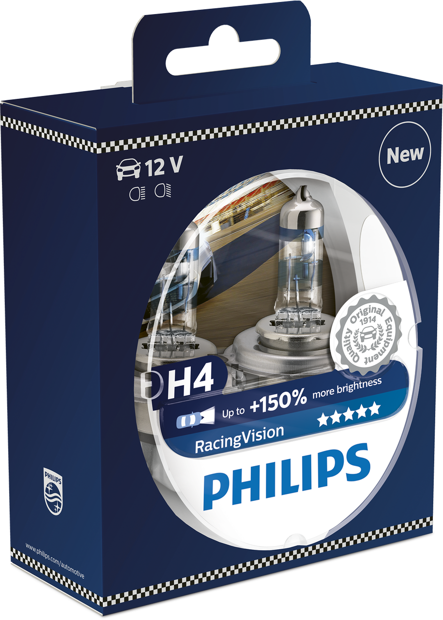 H4 PHILIPS RACINGVISION 150% mehr Licht 12V