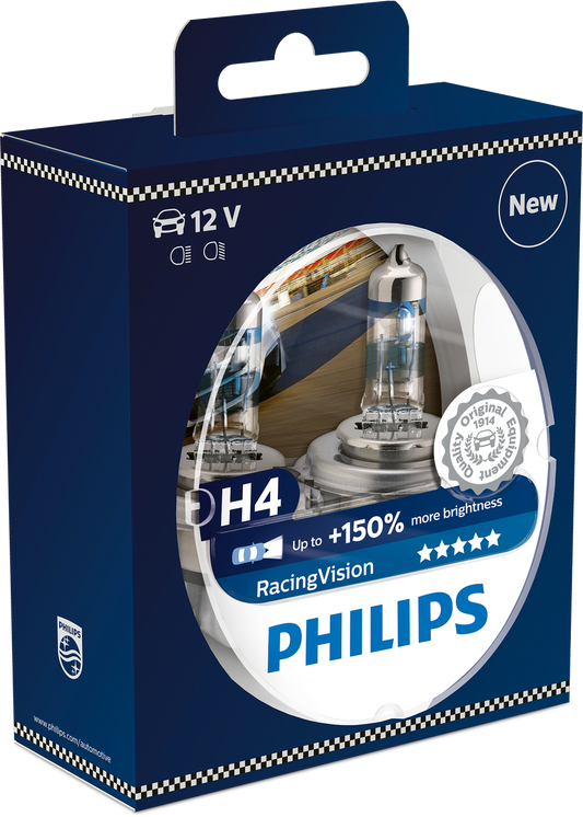 H4 PHILIPS RACINGVISION 150% mehr Licht 12V