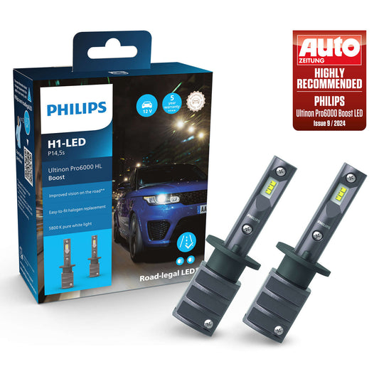 H1 LED Philips Ultinon Pro6000 Boost 5800K +300% mit Straßenzulassung 12V- 1 Set